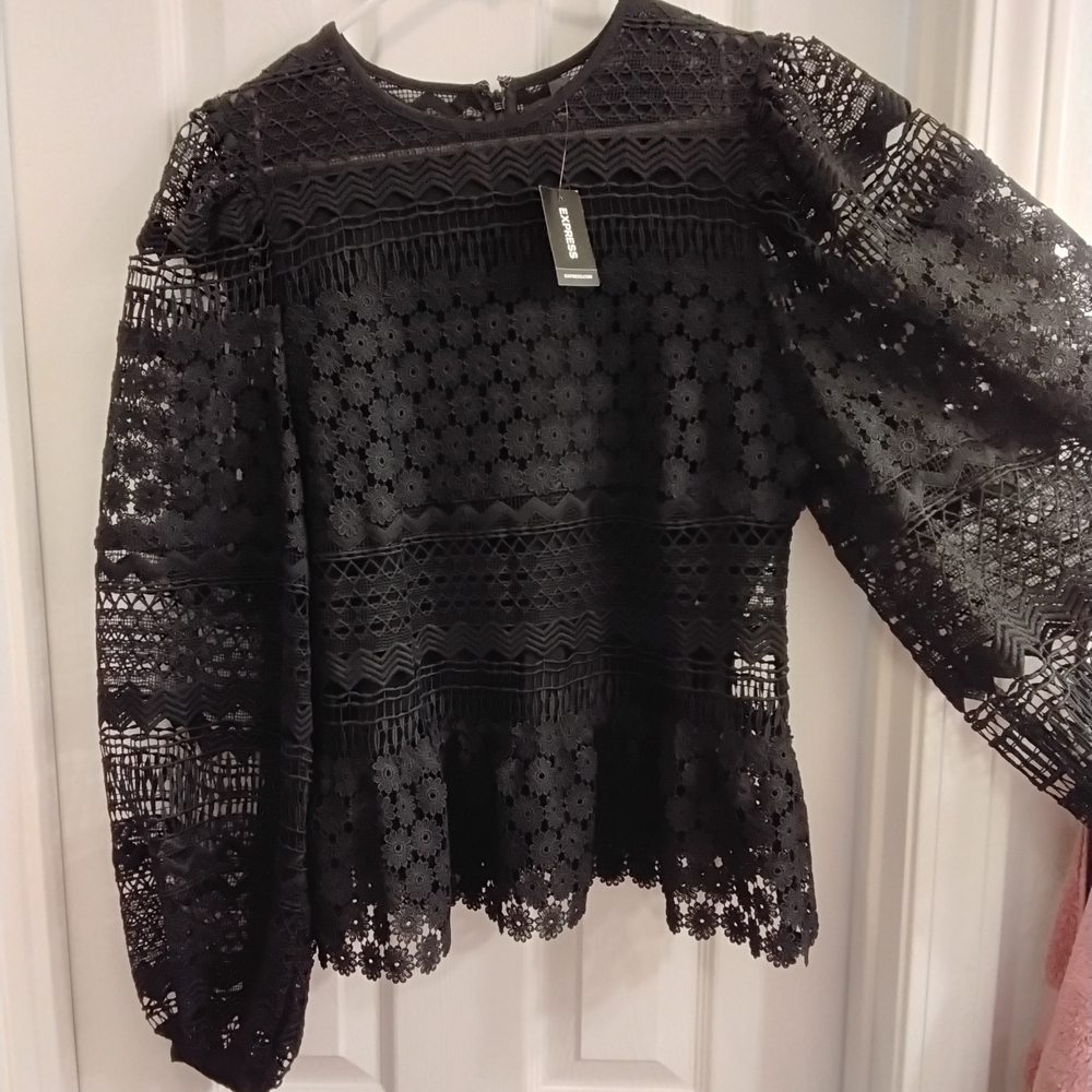 Express Black Lace Blouse